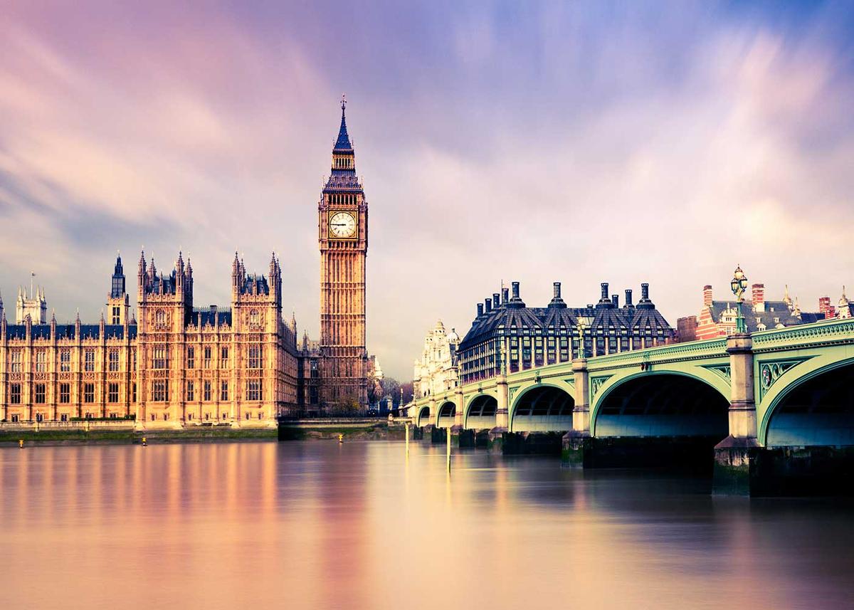 London skyline at sunset